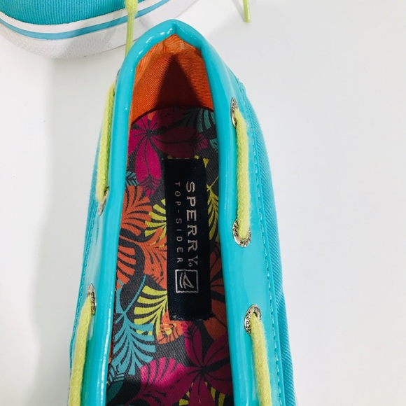 SPERRY Topsiders Shoes Size 1 Teal Biscayne EUC - Picture 3 of 8